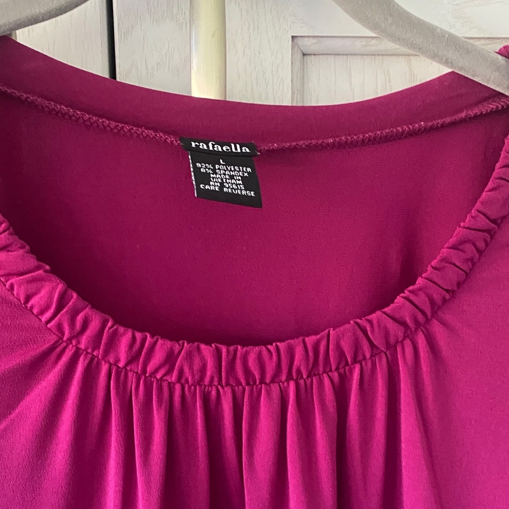 Rafaella Bold Fuchsia Gathered-Neck Blouse